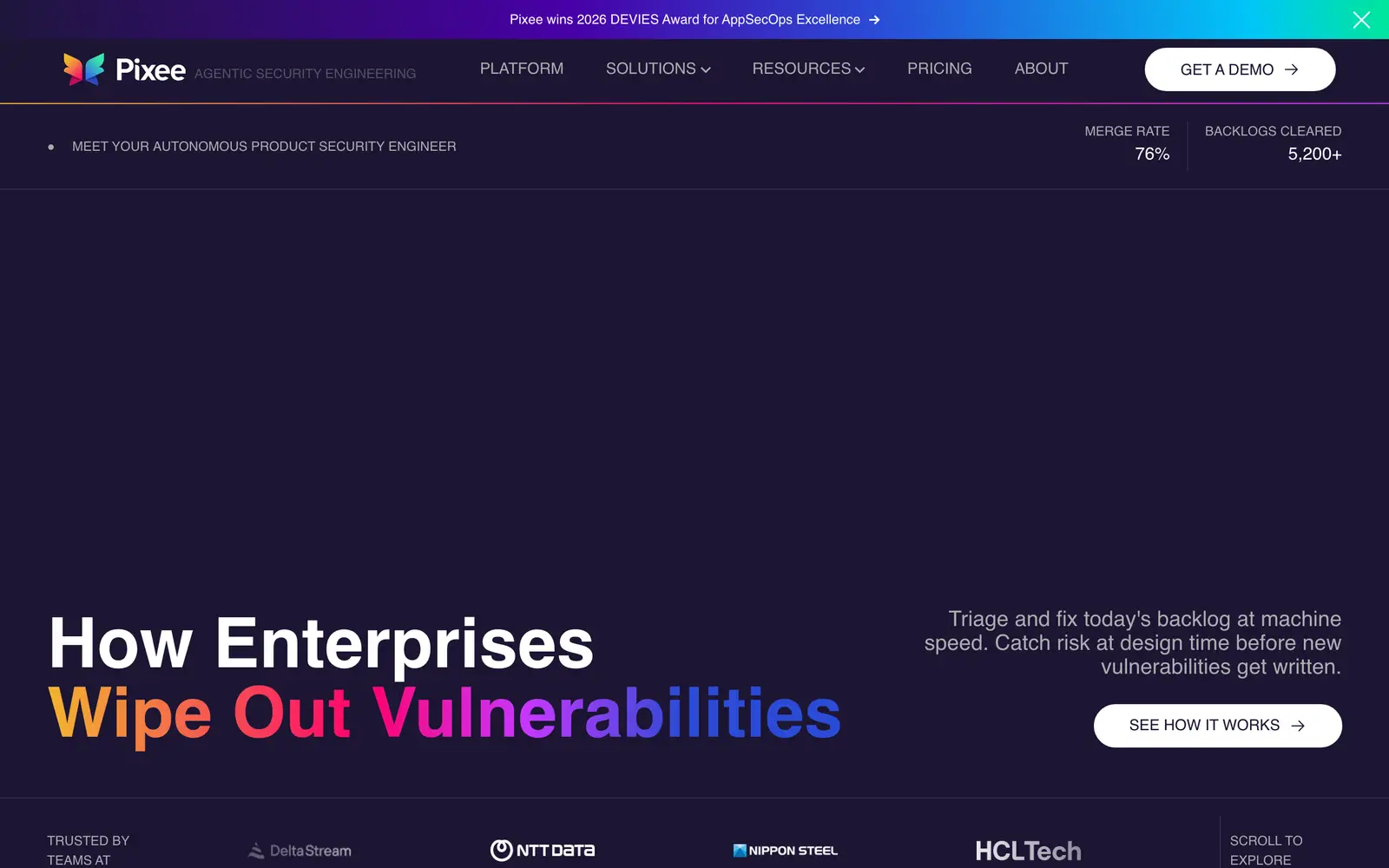 Screenshot of the Pixee website
