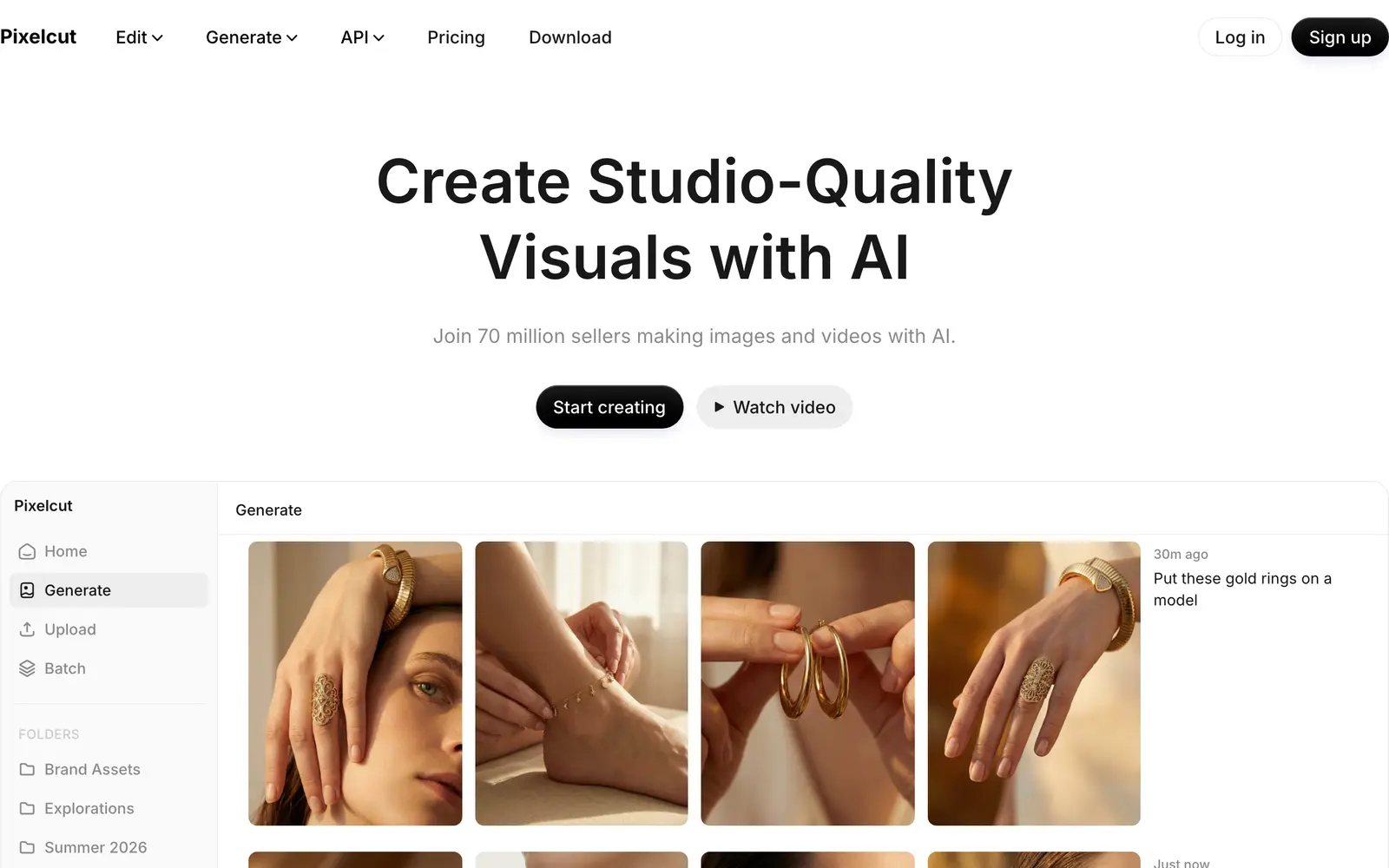 Screenshot of the Pixelcut website