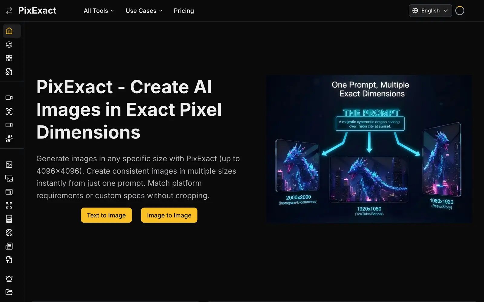 Screenshot of the PixExact website