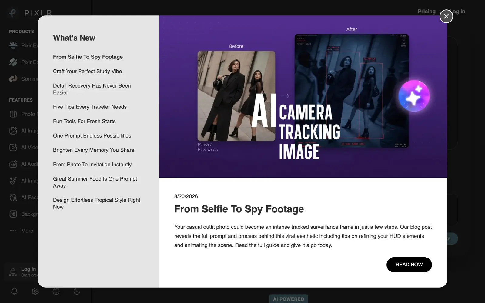 Screenshot of the Pixlr website