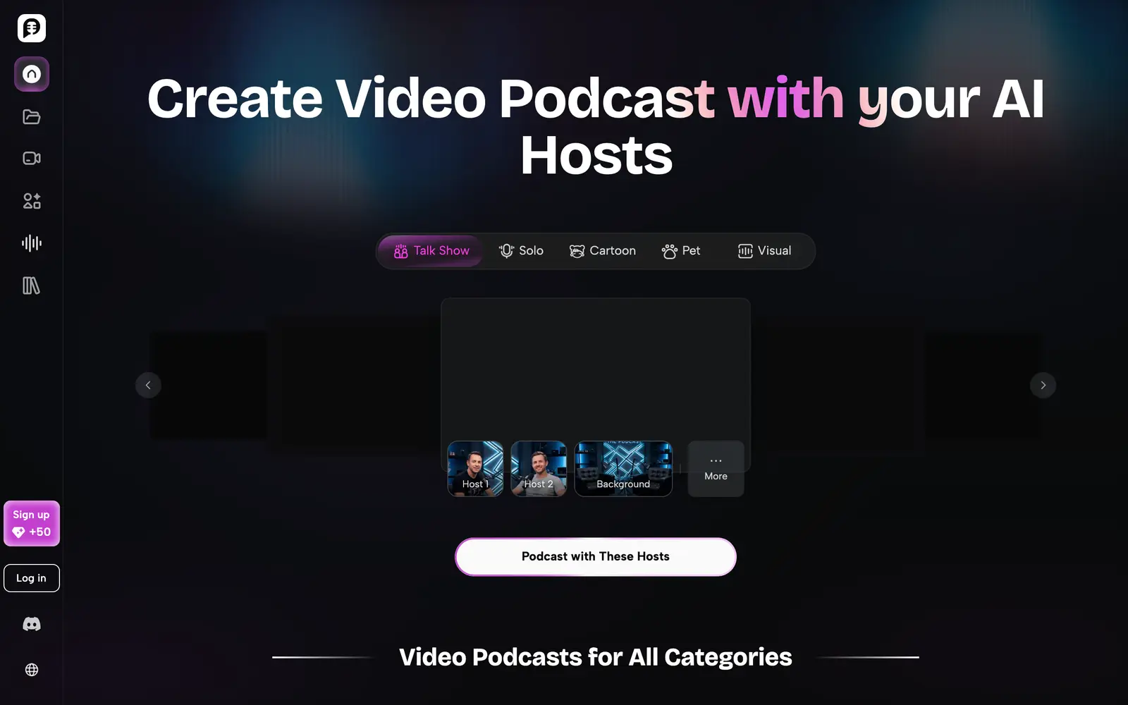 Screenshot of the PodcastorAI website