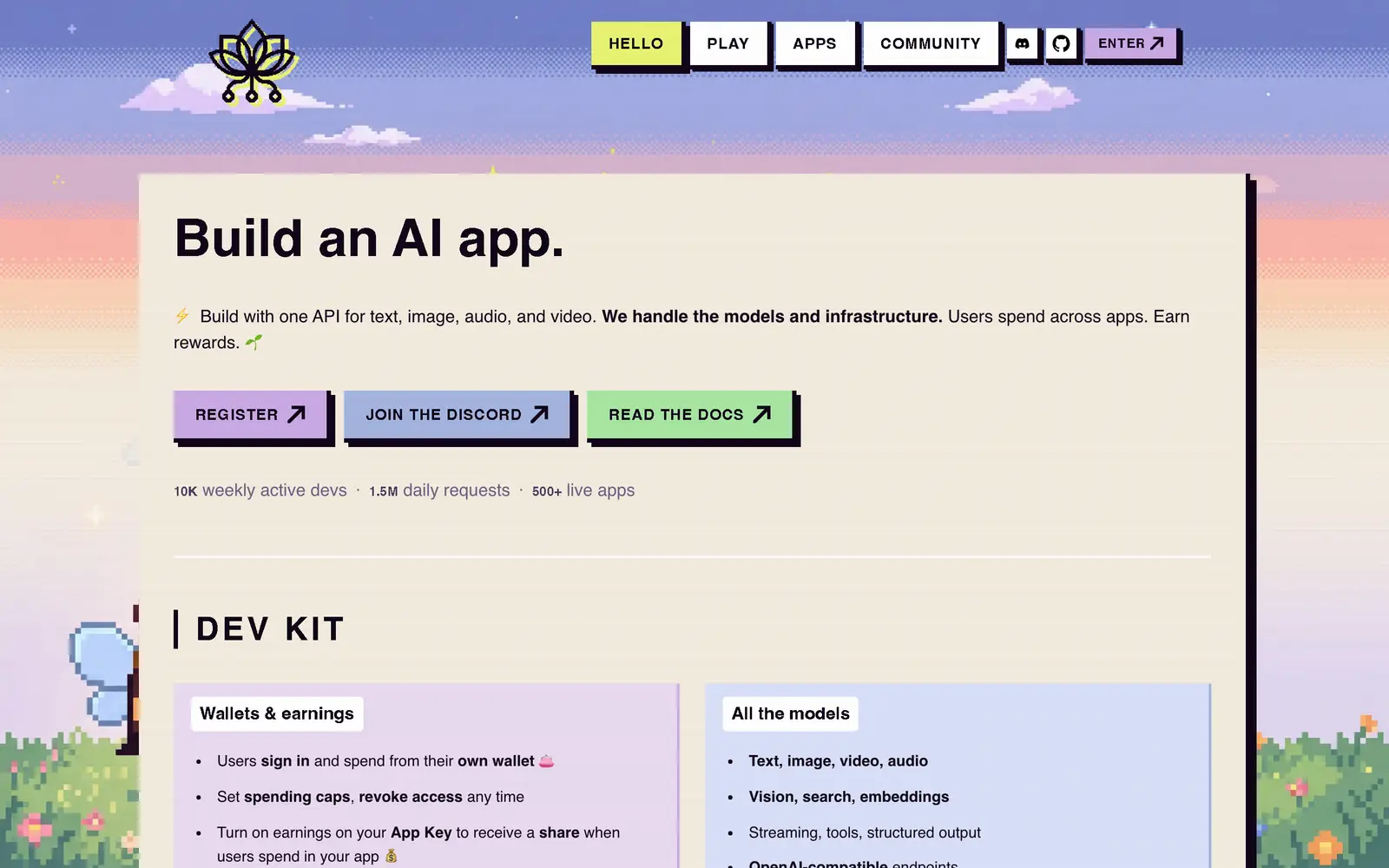 Screenshot of the Pollinations website