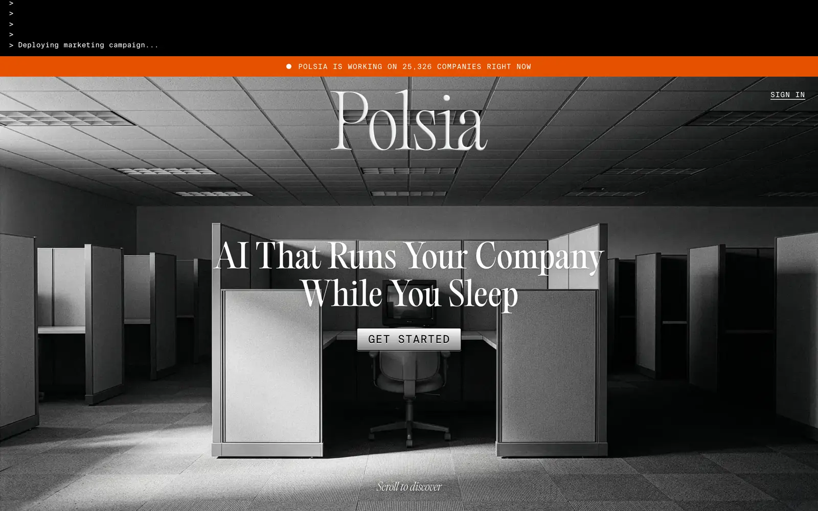 Screenshot of the Polsia website