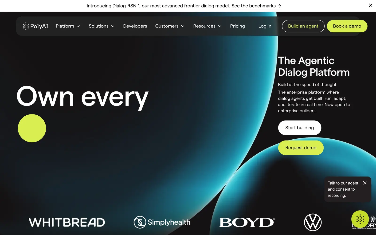 Screenshot of the PolyAI website