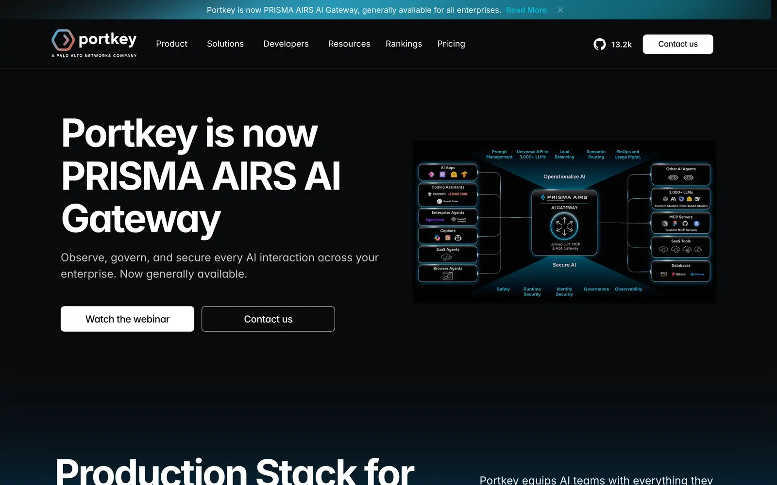 Screenshot of the Portkey website