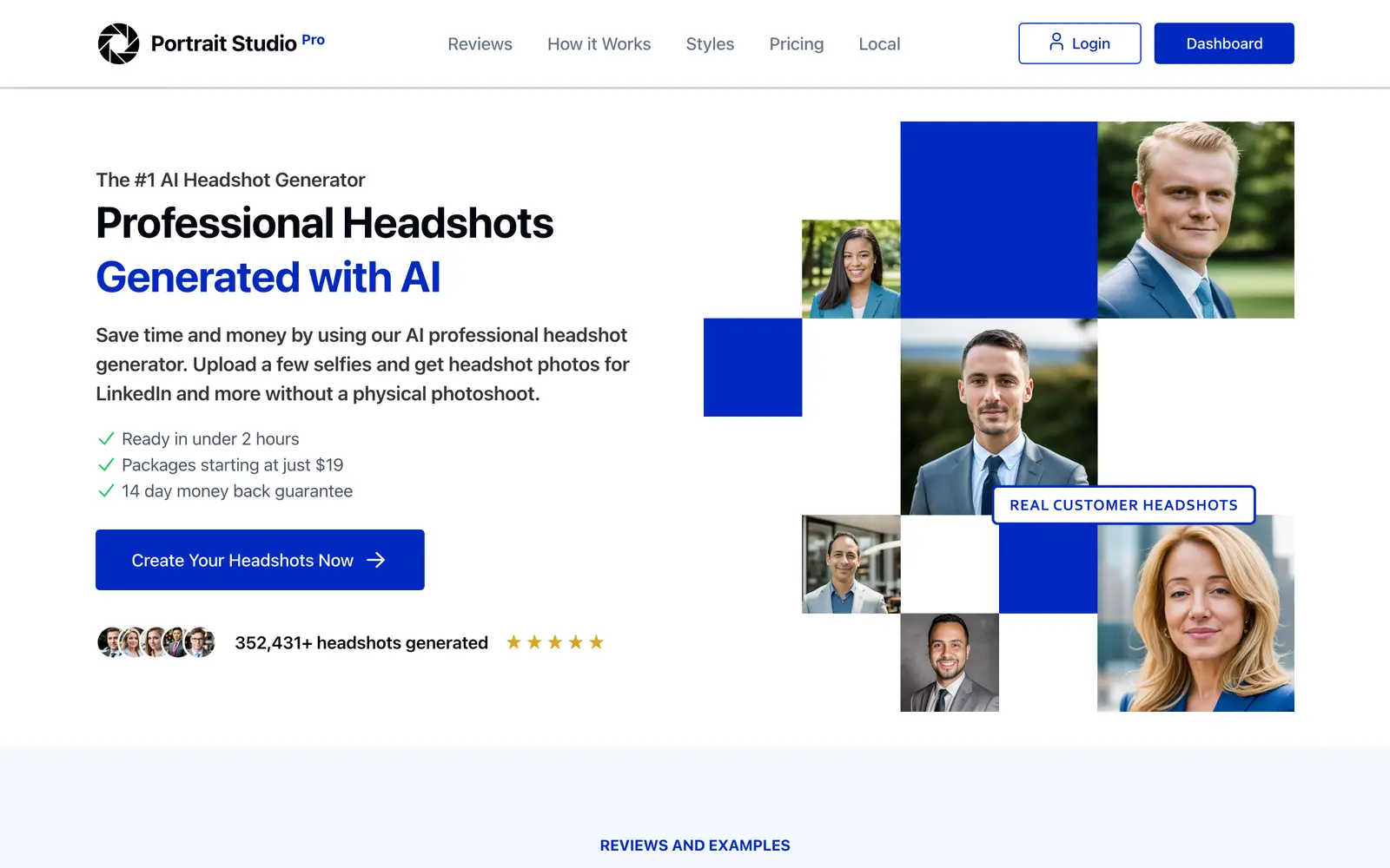 Screenshot of the Portrait Studio Pro website