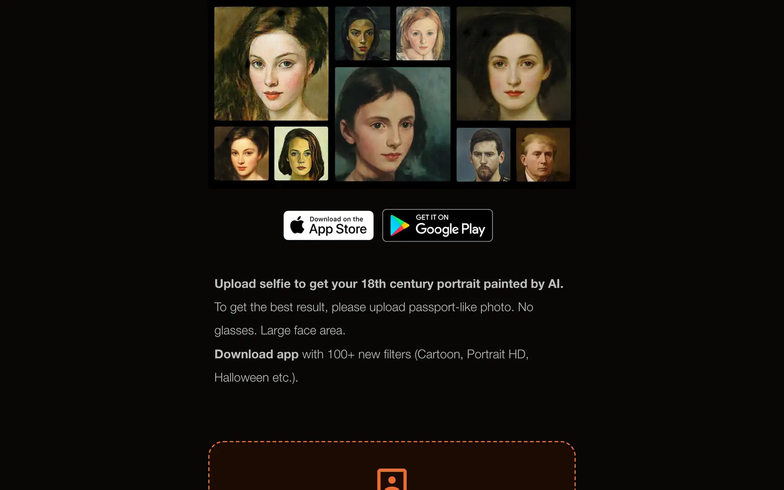 Screenshot of the PortraitAI website