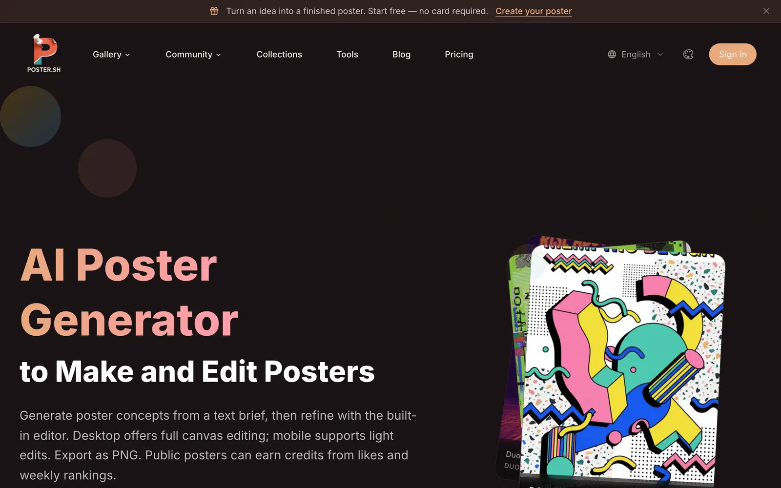 Screenshot of the Poster.sh website