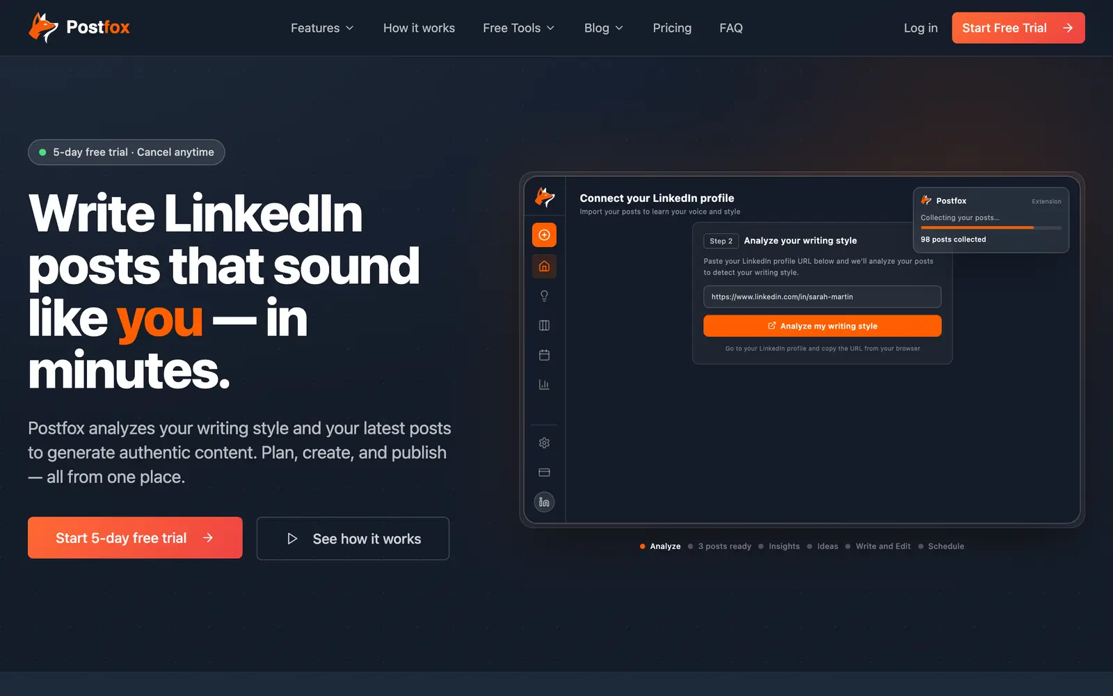 Screenshot of the Postfox website
