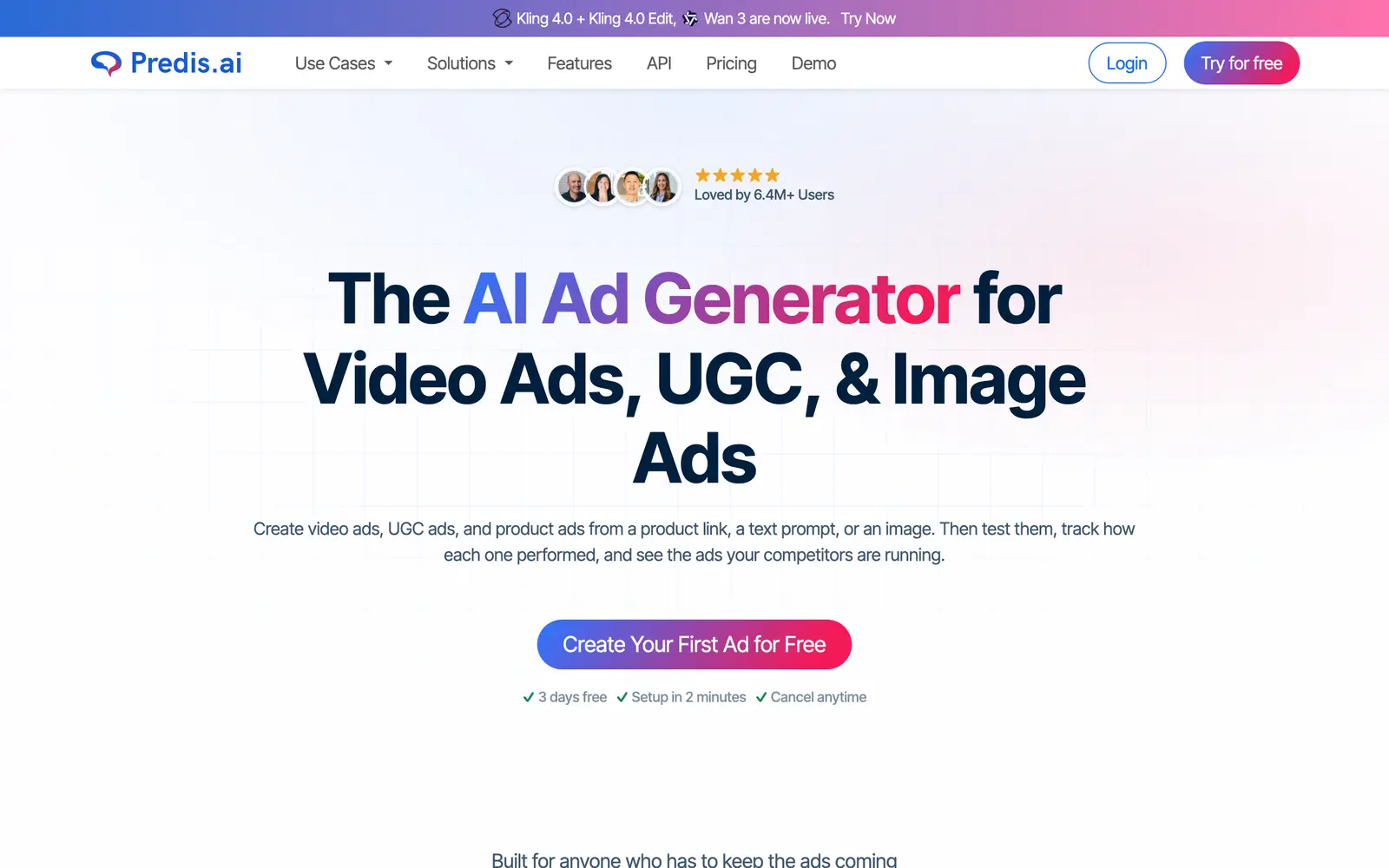 Screenshot of the Predis.ai website