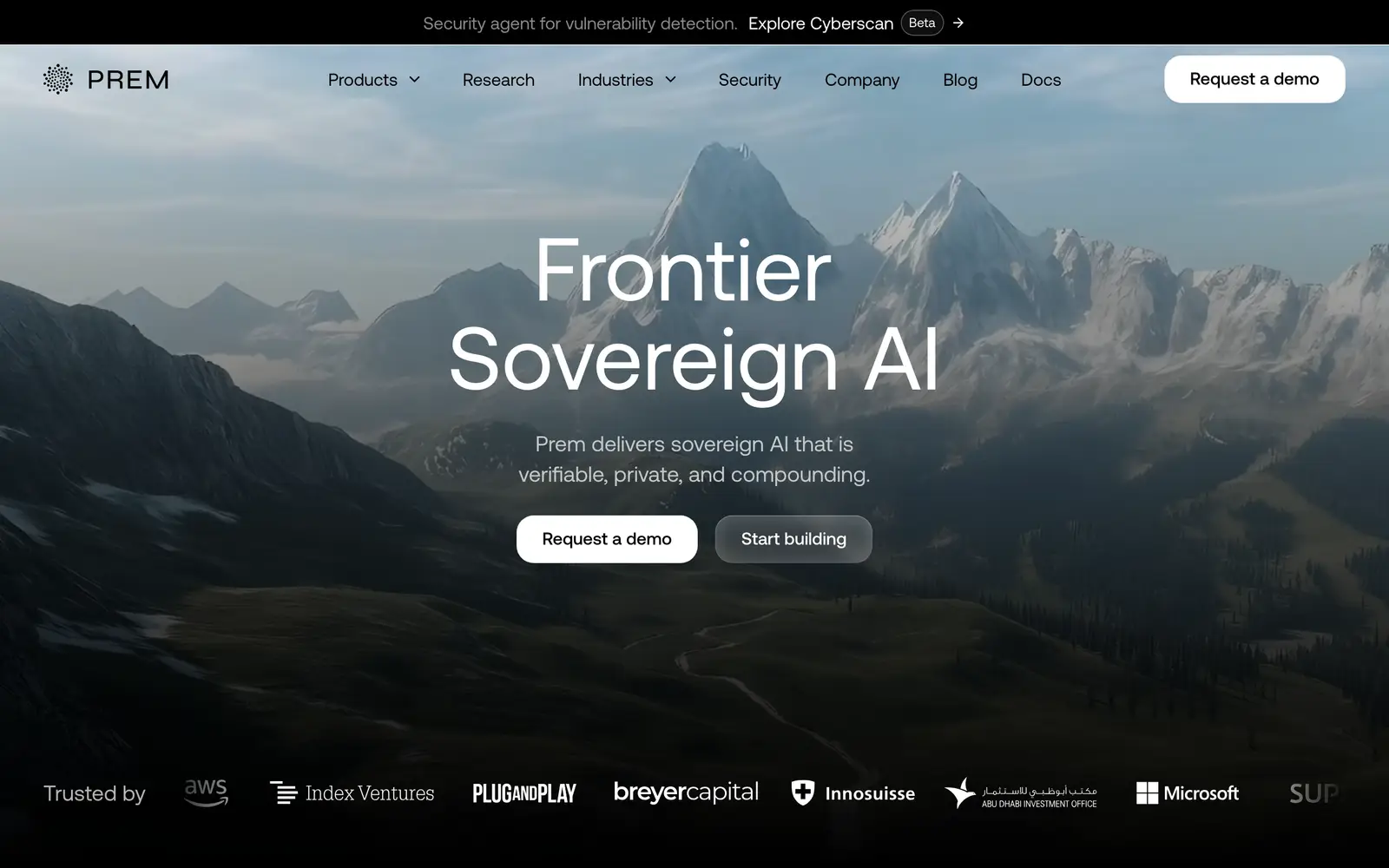 Screenshot of the Prem AI website