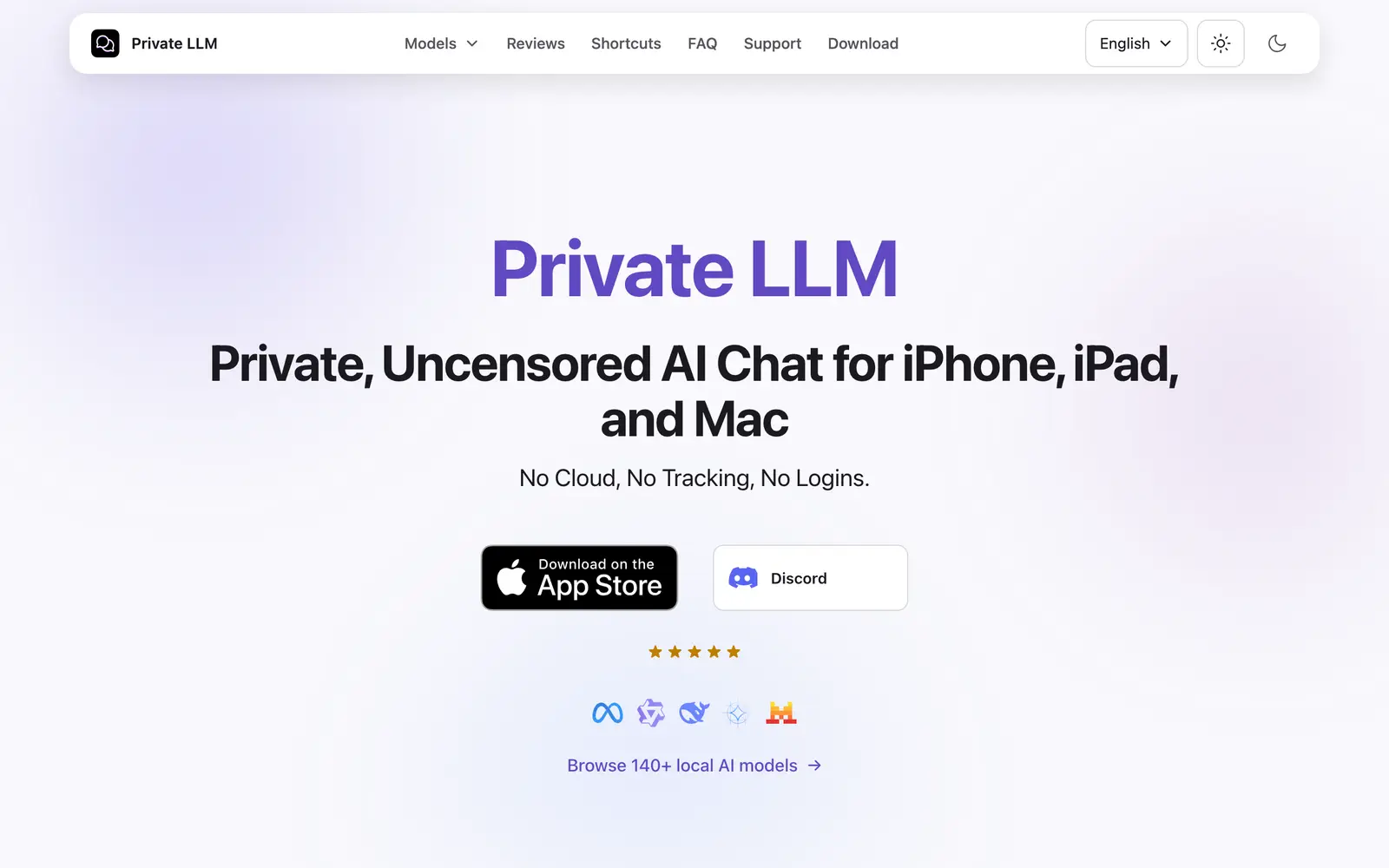 Screenshot of the Private LLM website