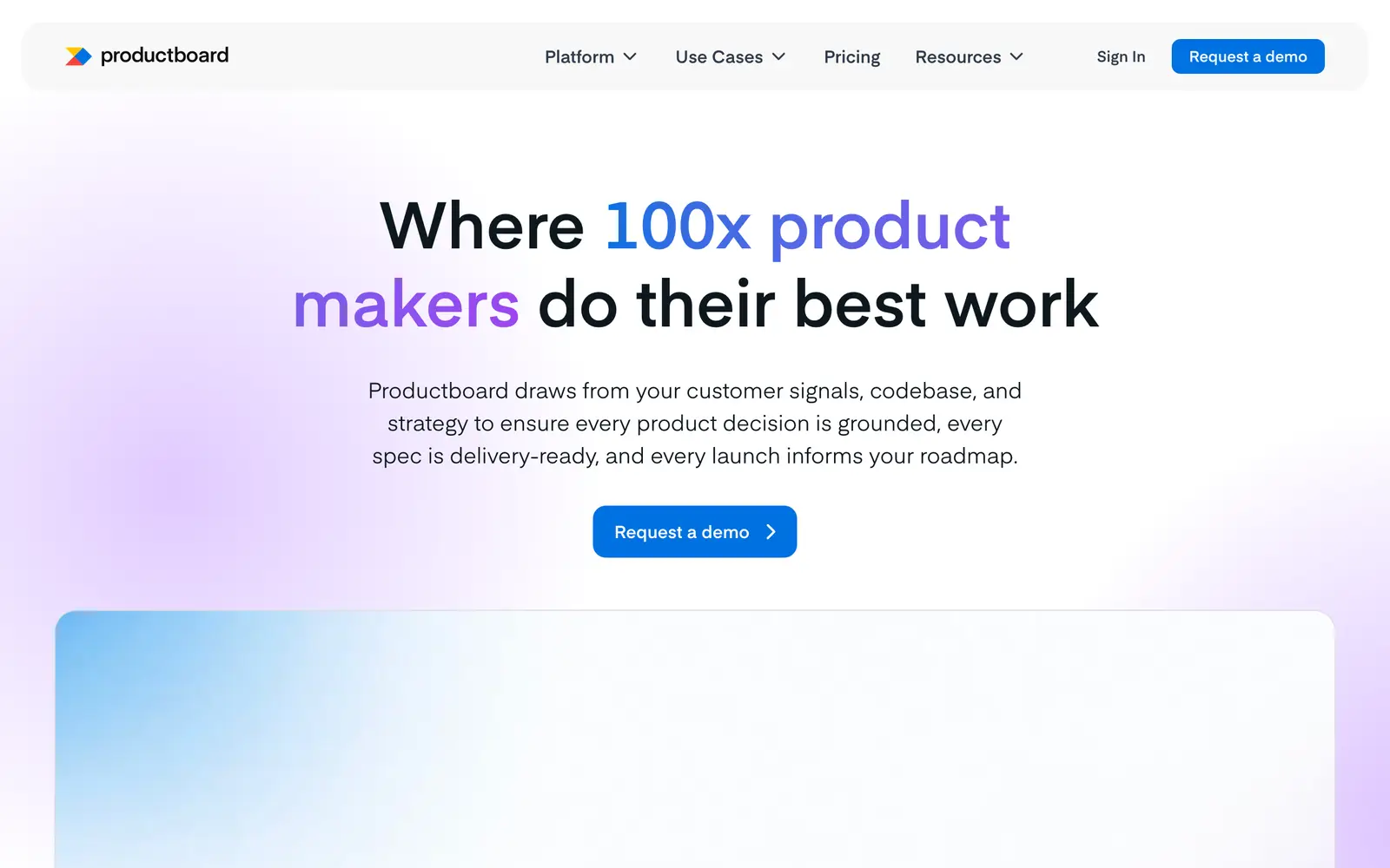 Screenshot of the Productboard website