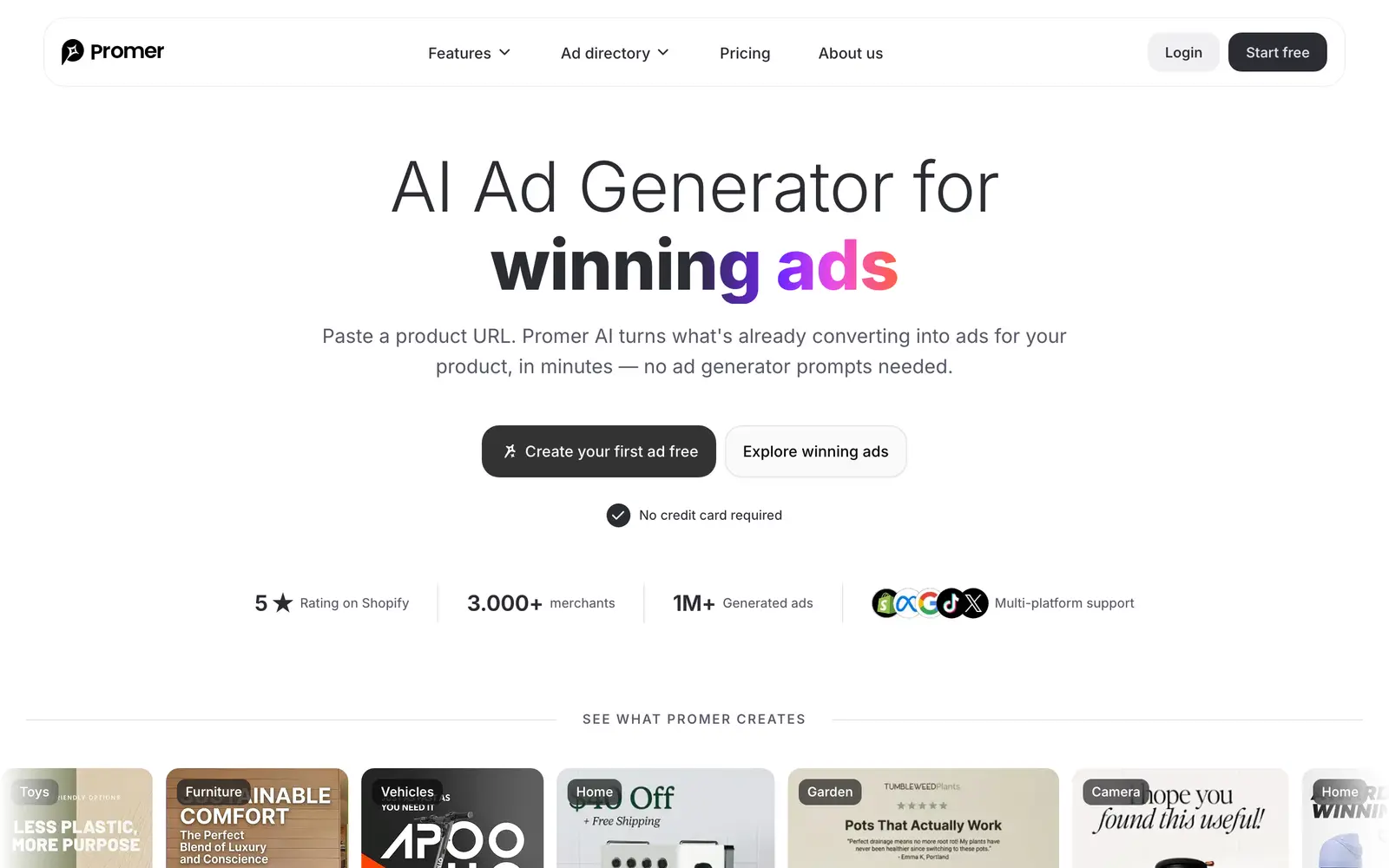 Screenshot of the Promer AI website