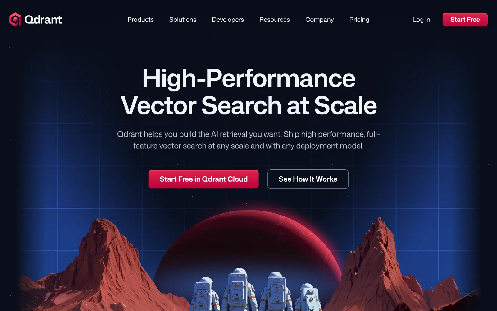 Screenshot of the Qdrant website