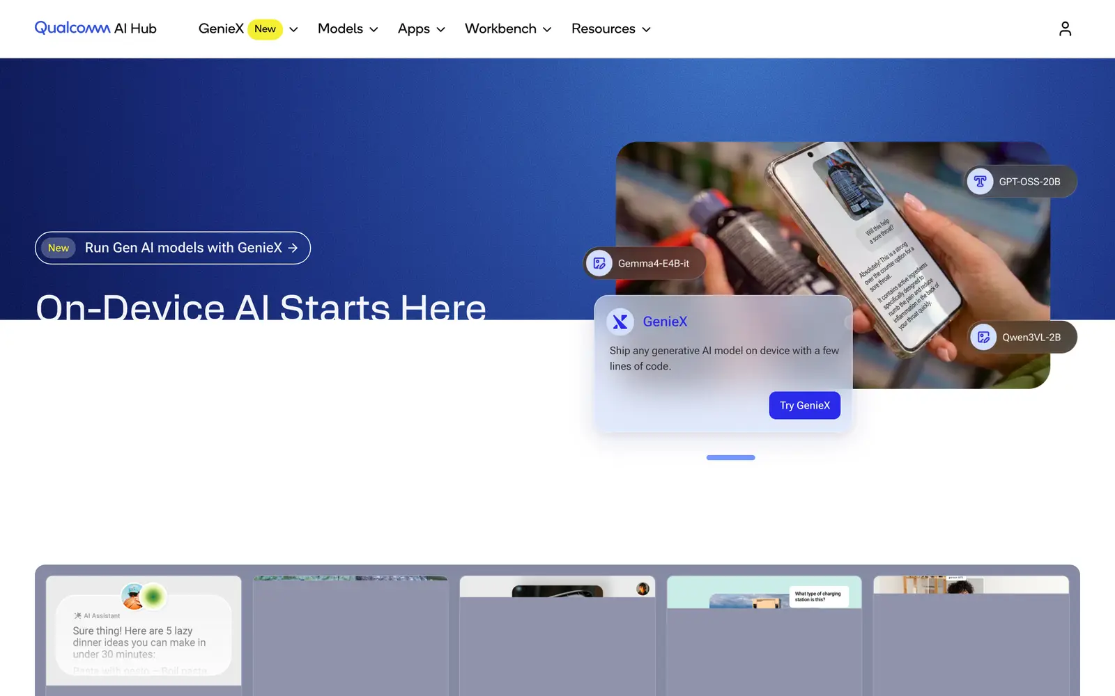 Screenshot of the Qualcomm AI Hub website