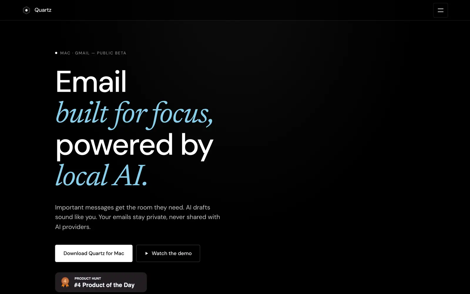 Screenshot of the Quartz website