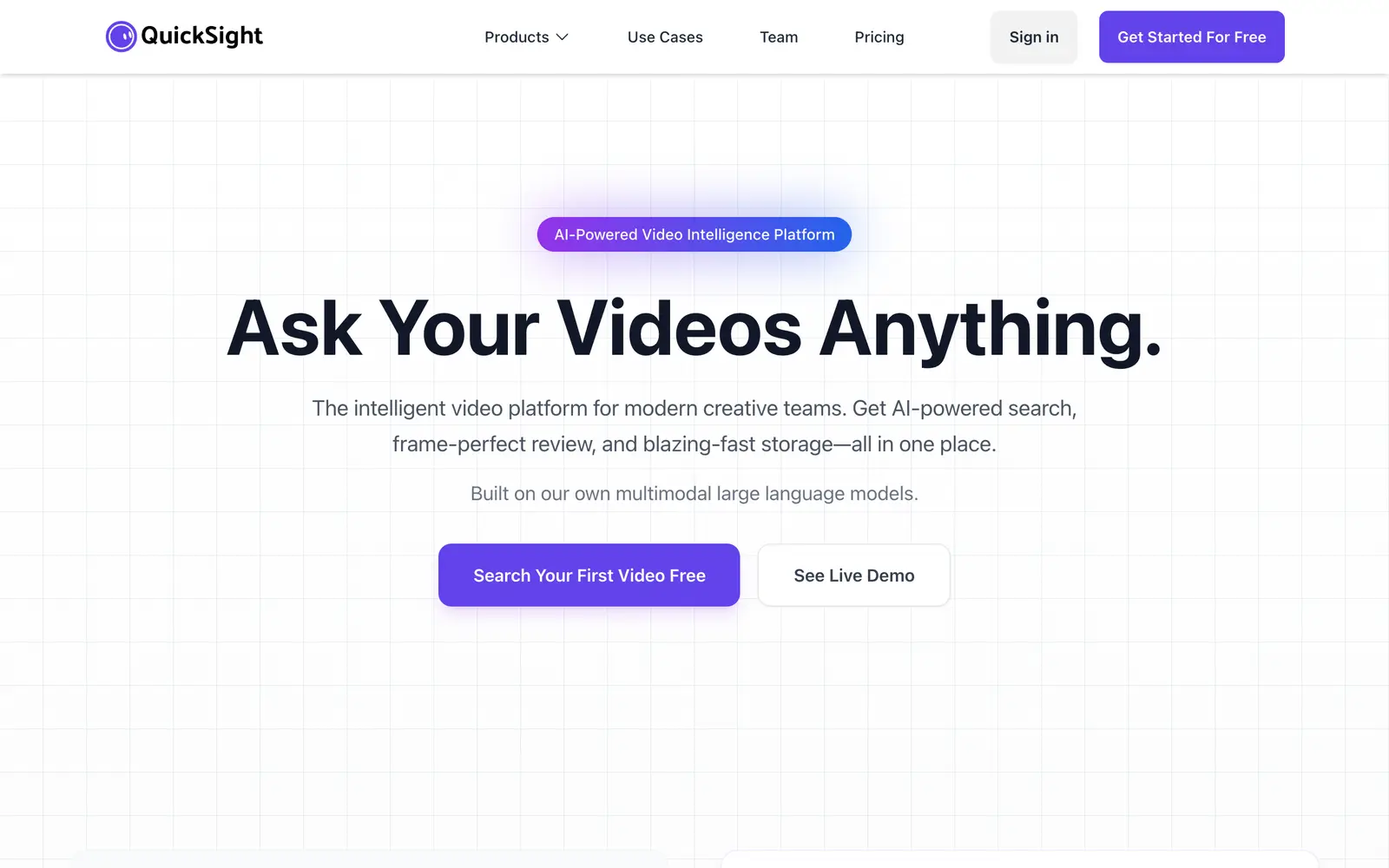 Screenshot of the Quicksight website