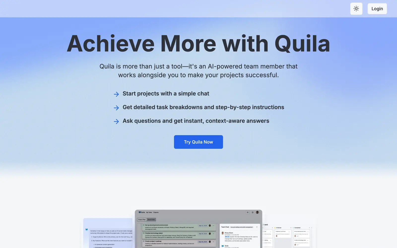 Screenshot of the Quila website