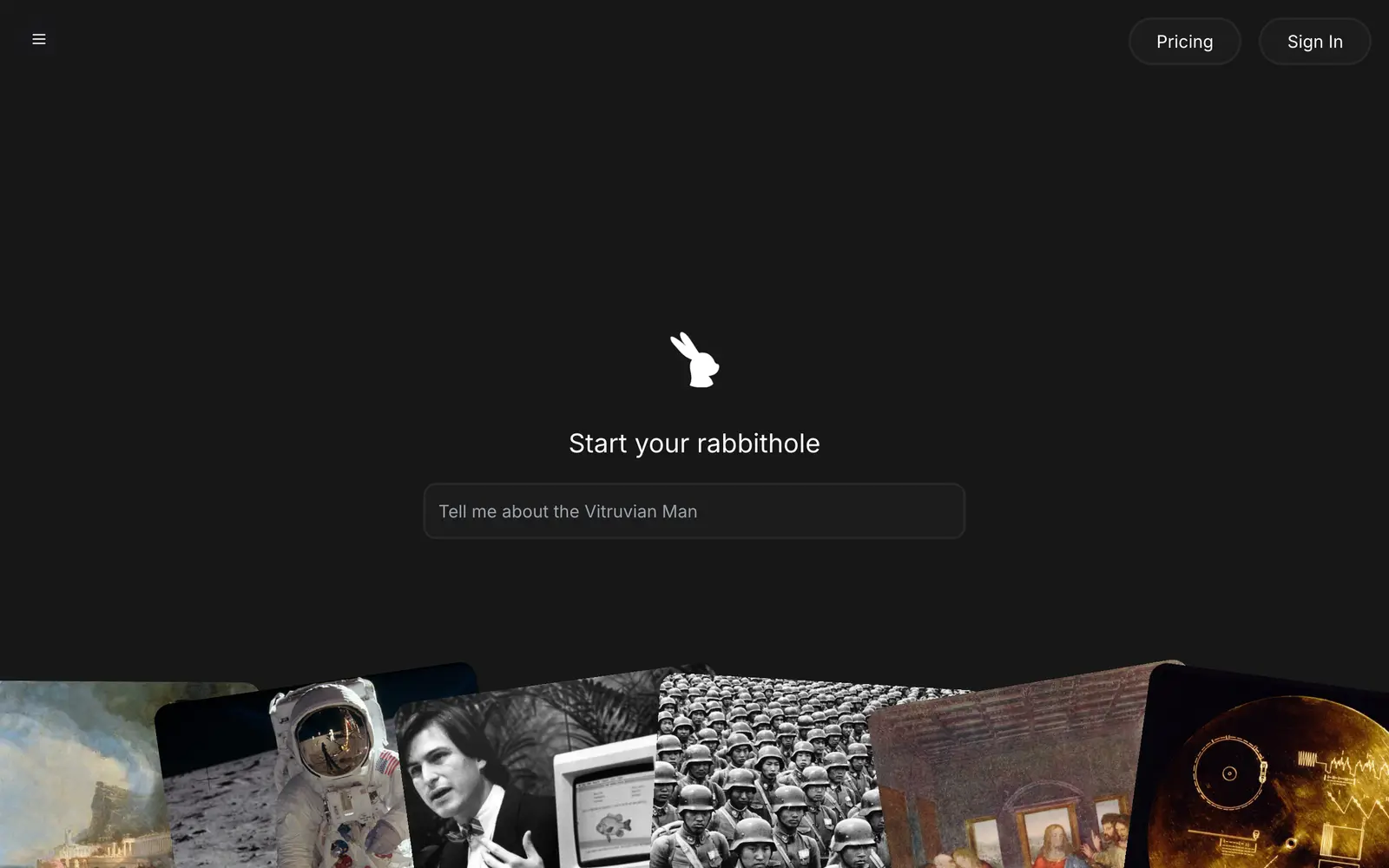 Screenshot of the Rabbithole website
