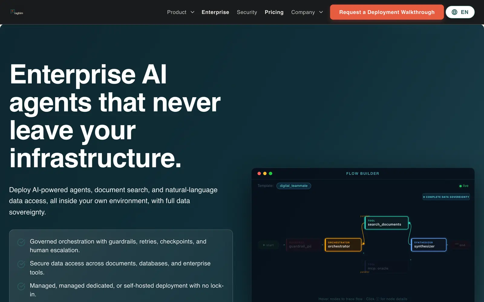 Screenshot of the Raghim AI website