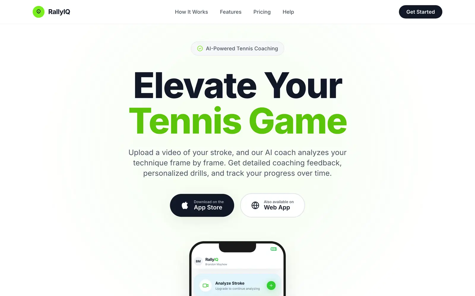 Screenshot of the RallyIQ website