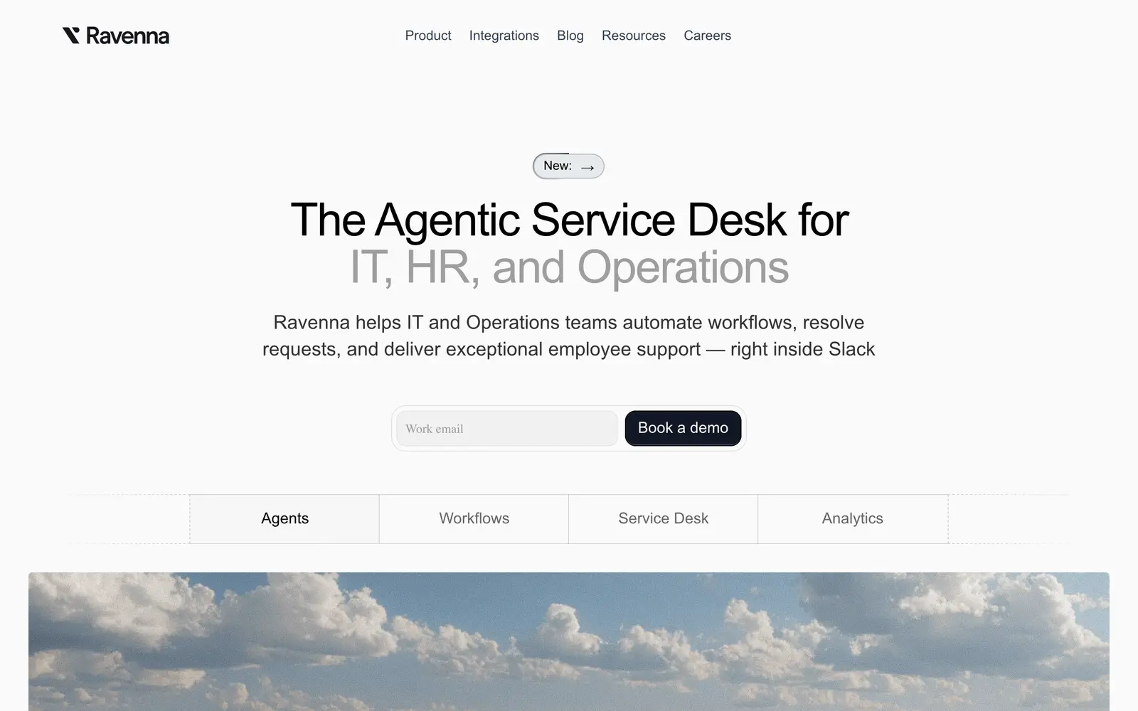 Screenshot of the Ravenna website