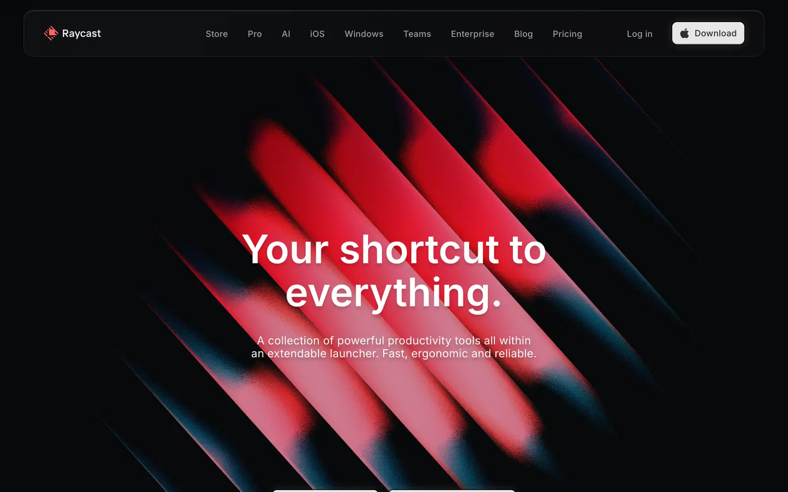 Screenshot of the Raycast website