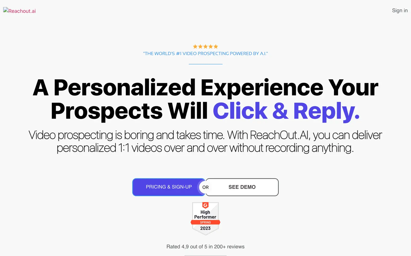 Screenshot of the ReachOut.AI website