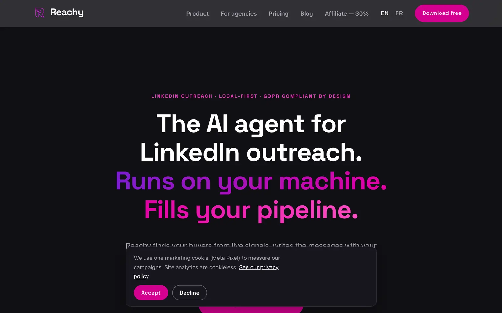 Screenshot of the Reachy.ai website