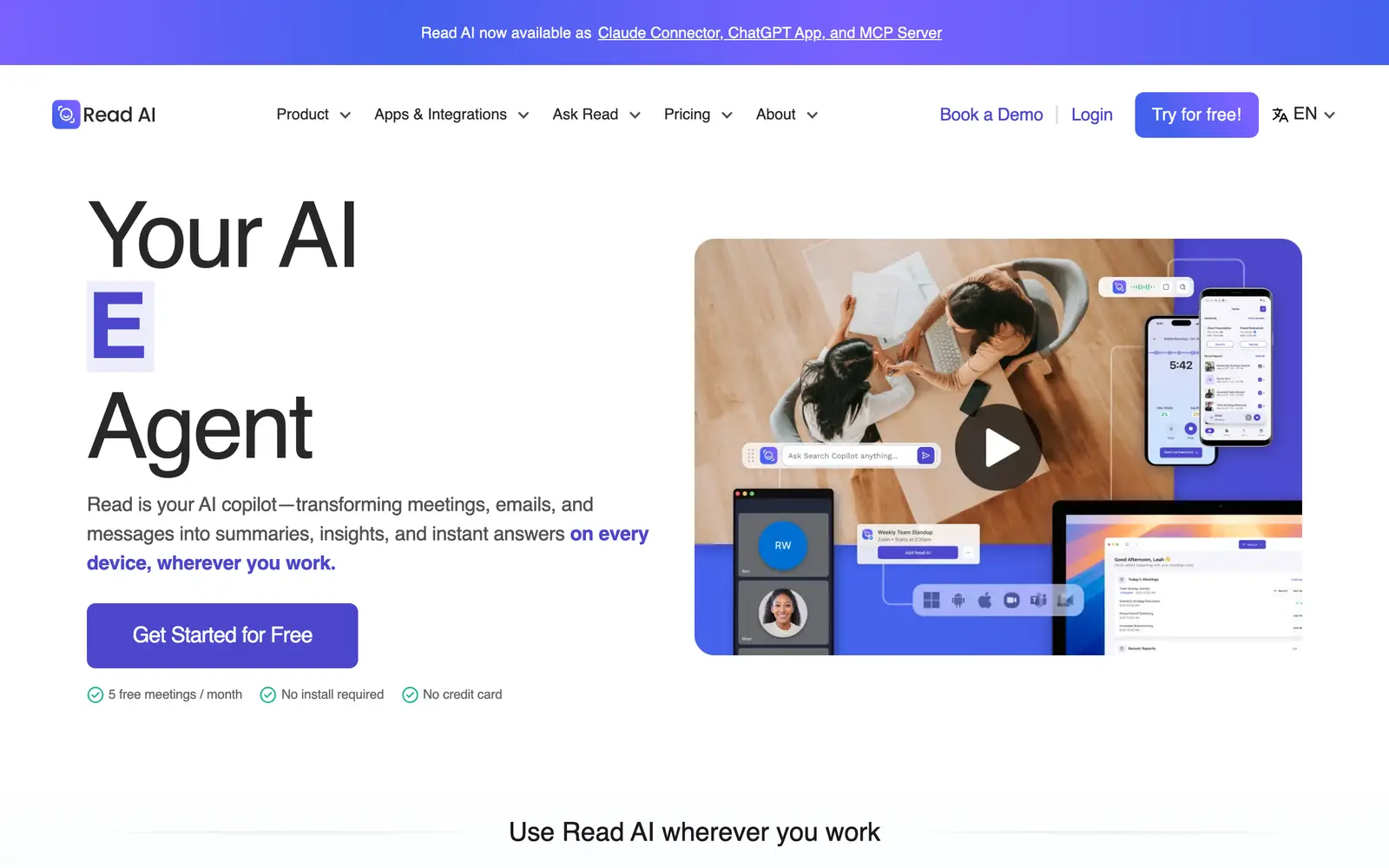 Screenshot of the Read AI website