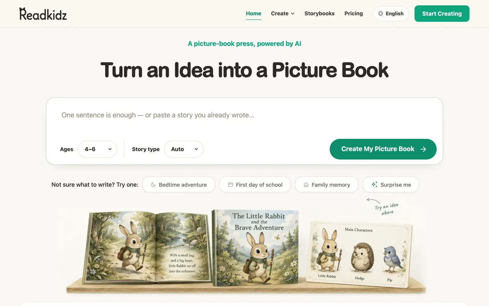 Screenshot of the ReadKidz website