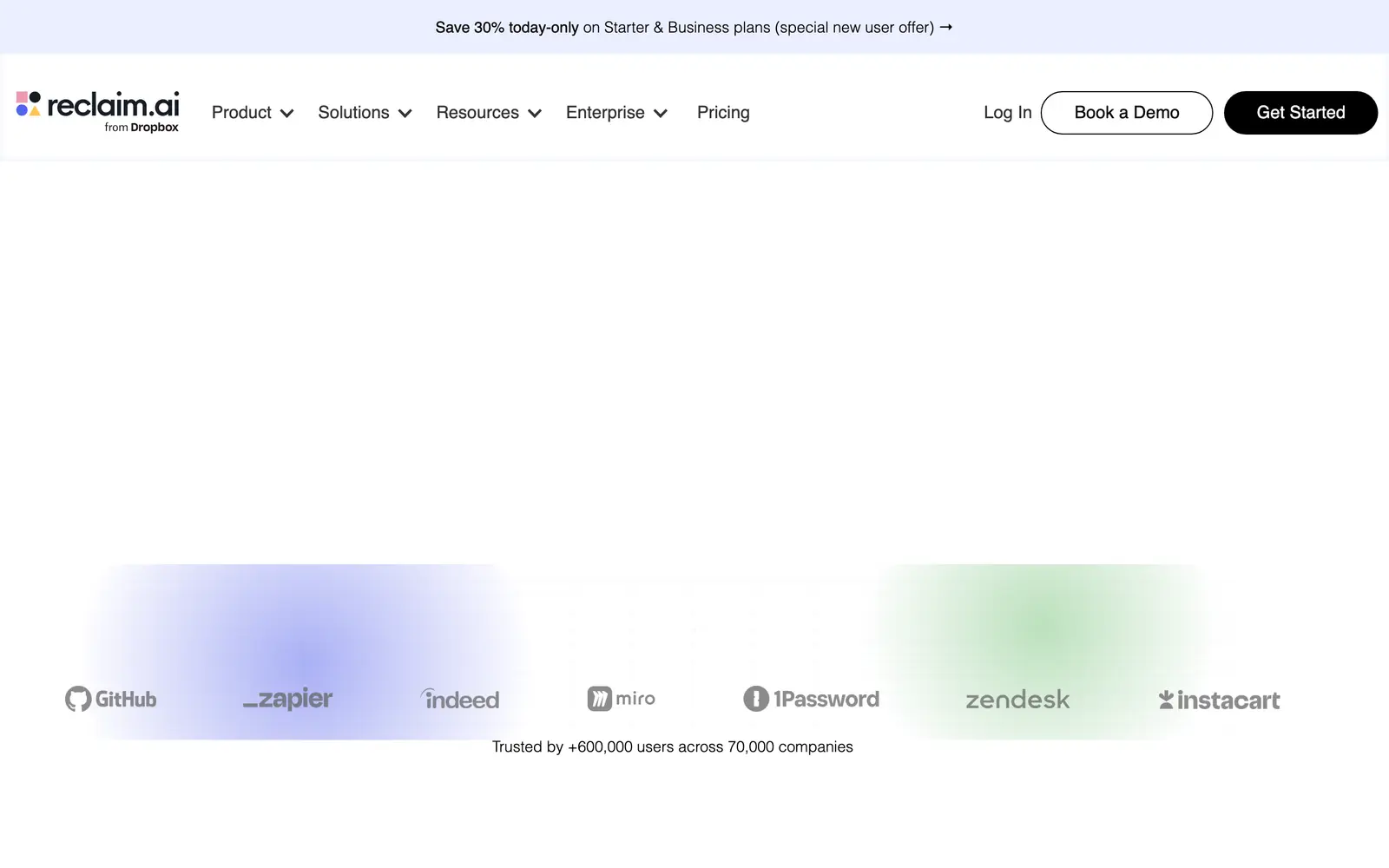 Screenshot of the Reclaim.ai website