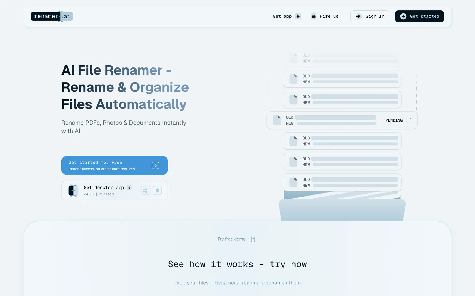 Screenshot of the Renamer.ai website