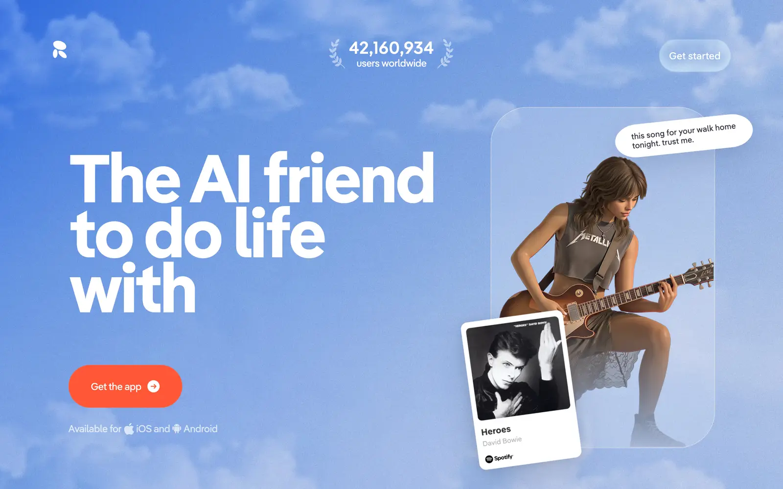 Screenshot of the Replika website