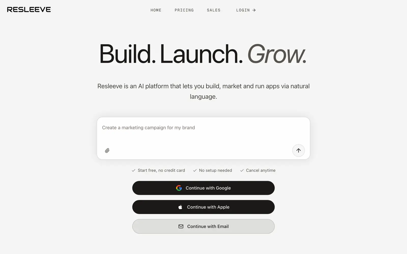 Screenshot of the Resleeve website