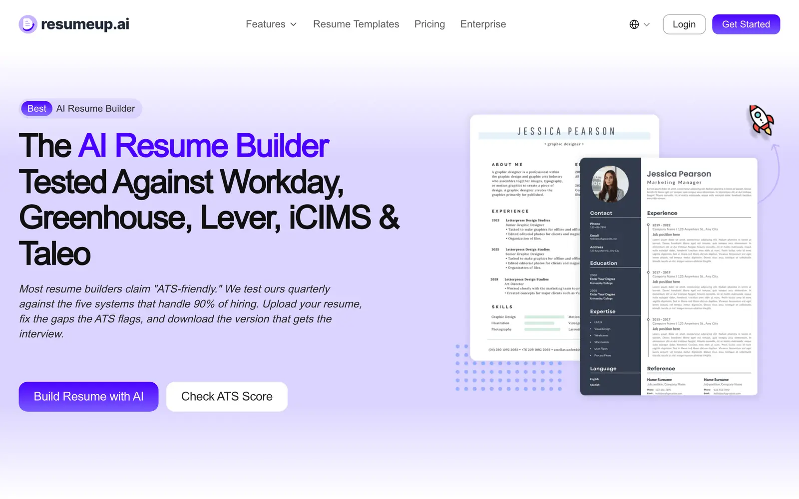 Screenshot of the ResumeUp website