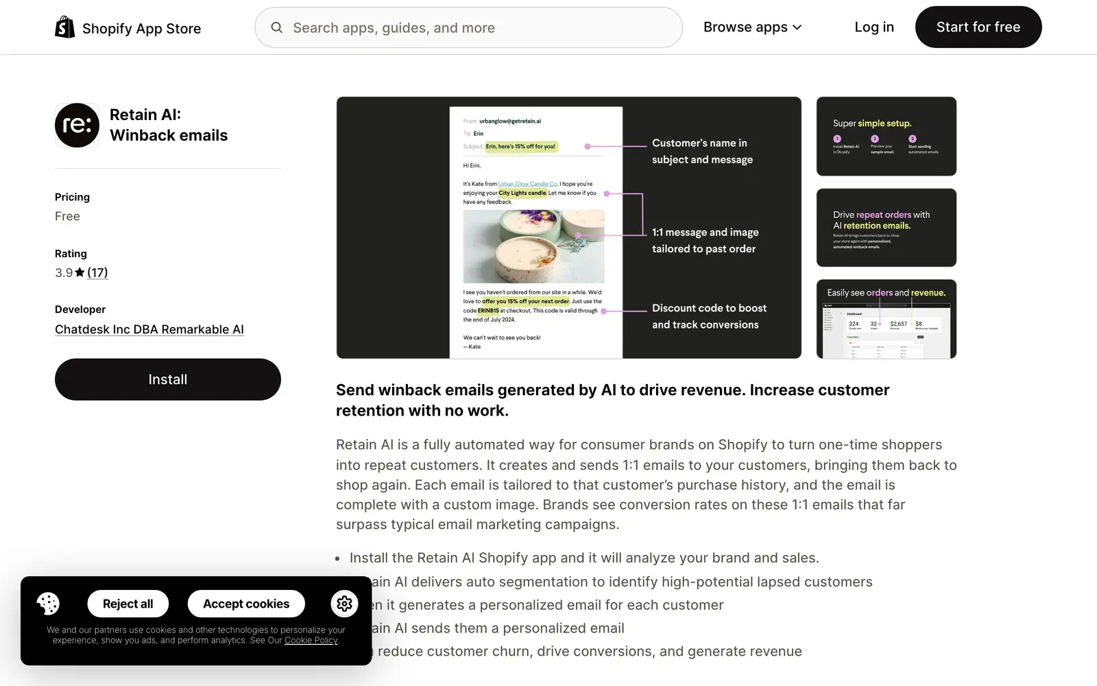 Screenshot of the Retain AI website