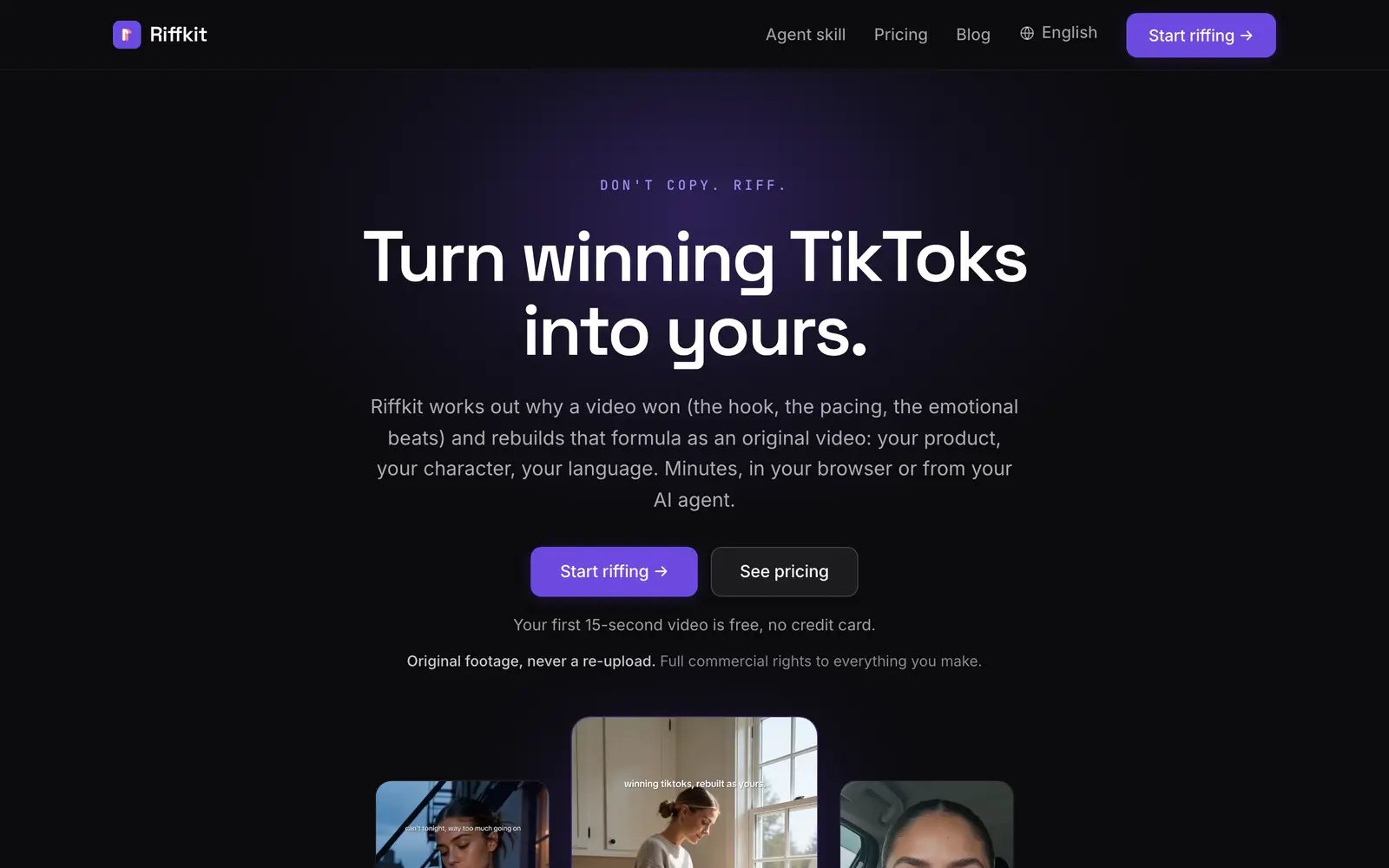 Screenshot of the Riffkit website