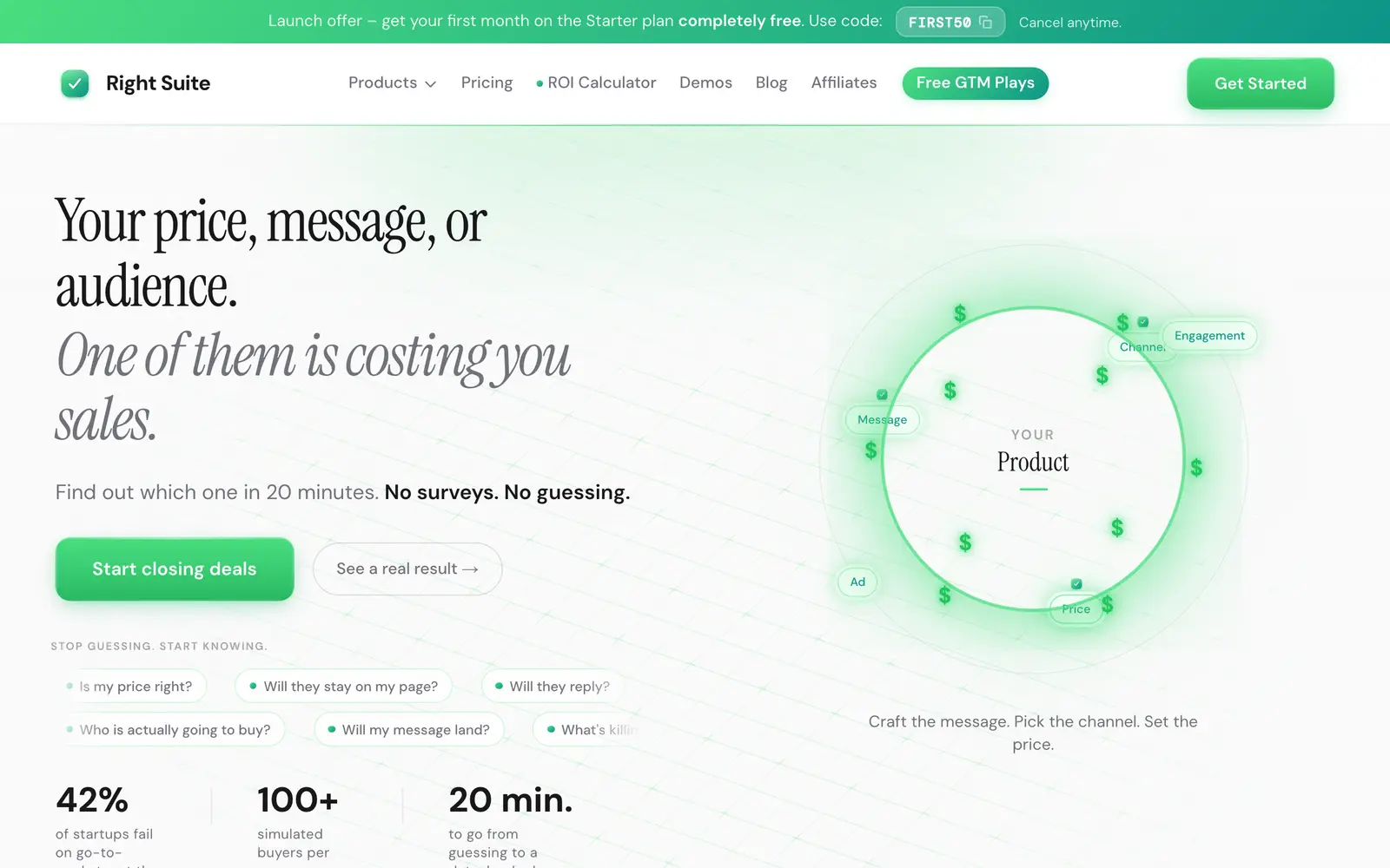 Screenshot of the Right Suite website