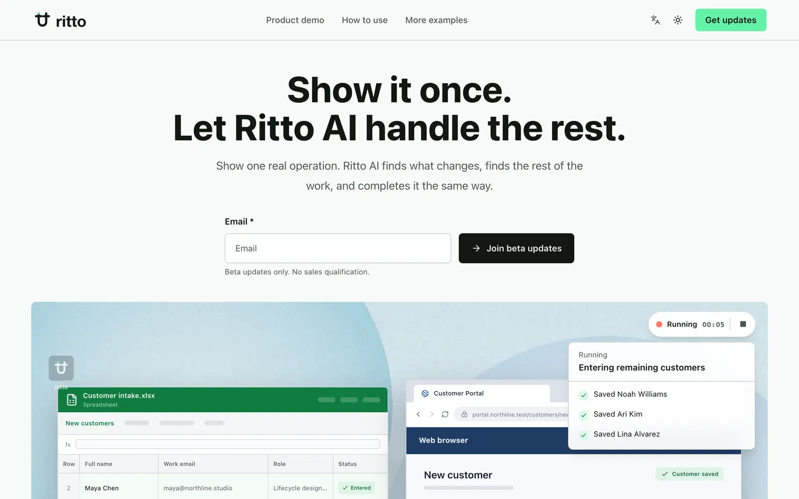 Screenshot of the Ritto website