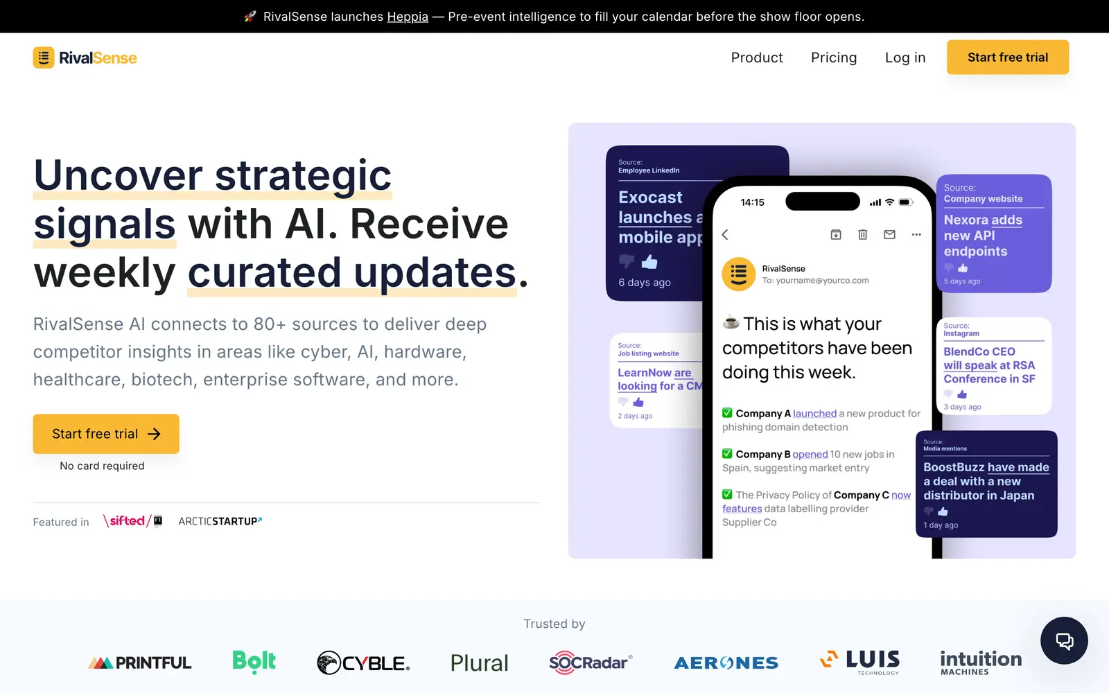 Screenshot of the RivalSense website