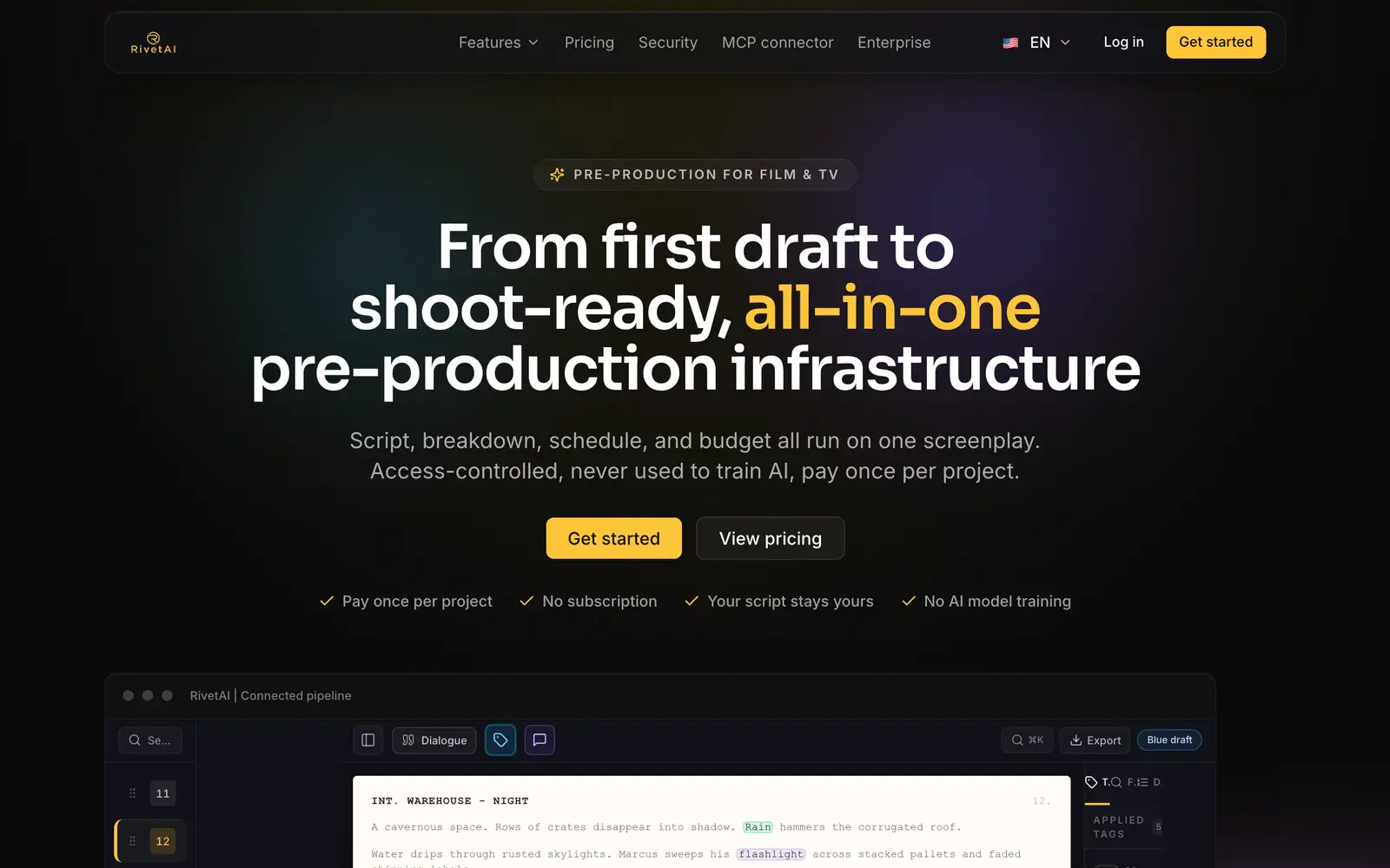Screenshot of the RivetAI website