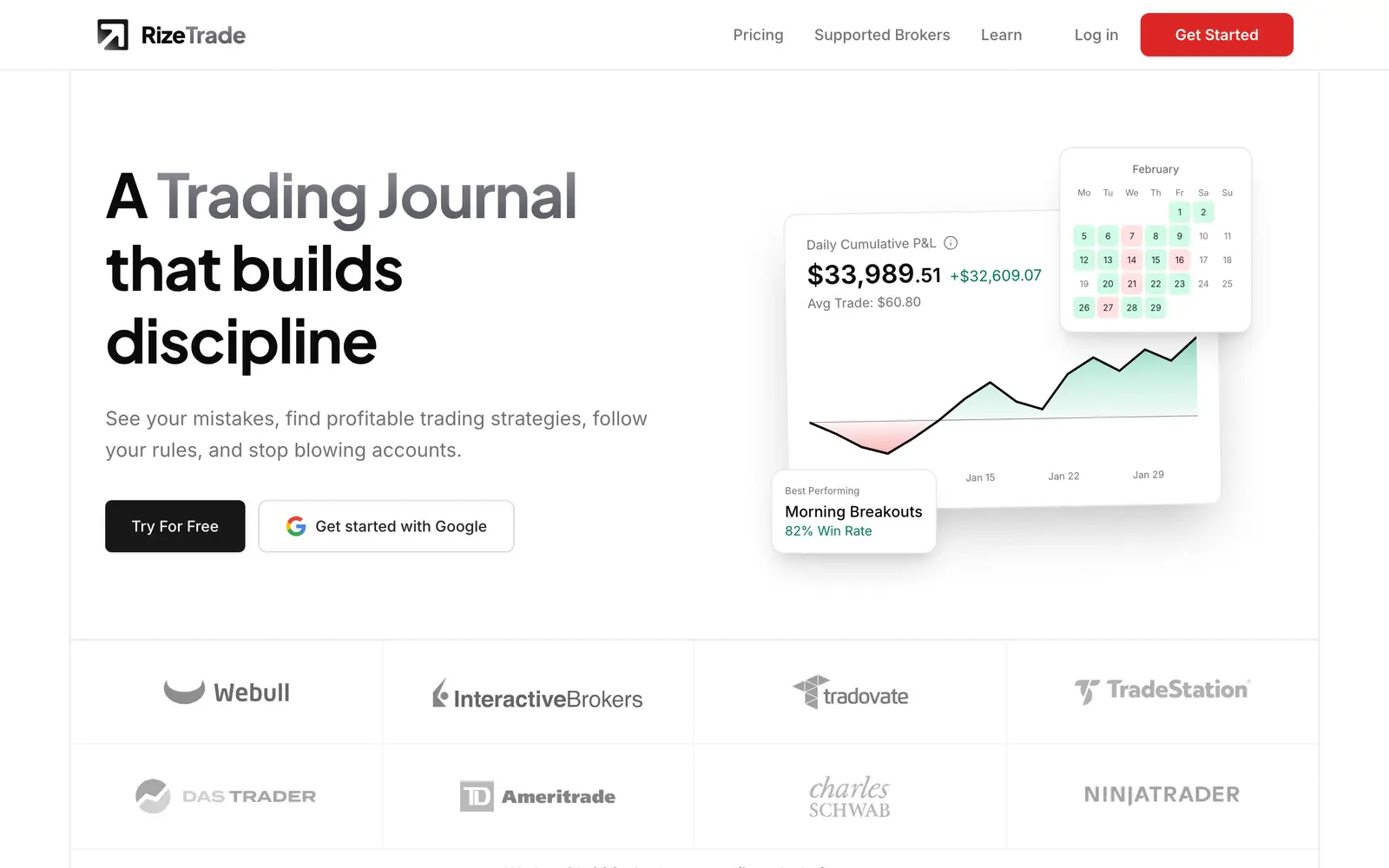 Screenshot of the Rize Trade website