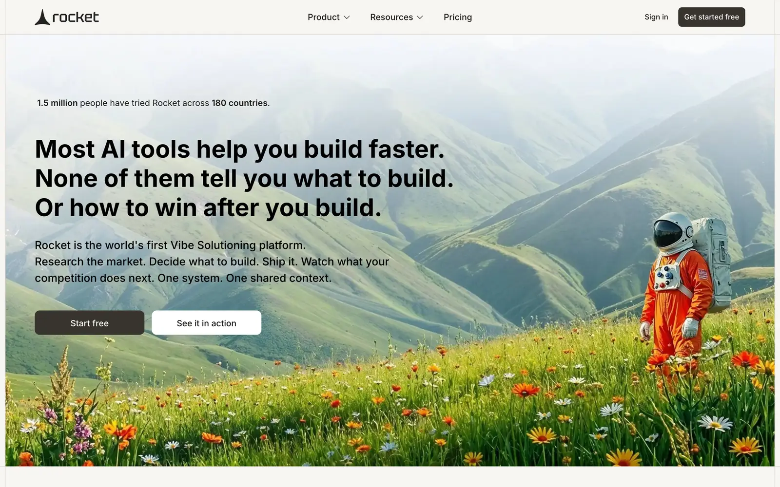 Screenshot of the Rocket website