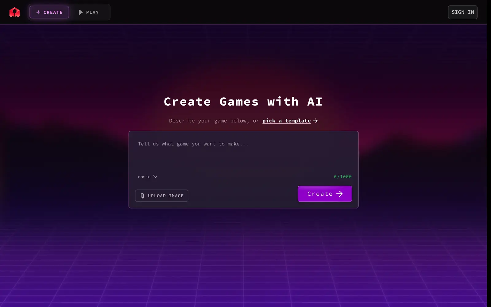 Screenshot of the Rosebud AI website