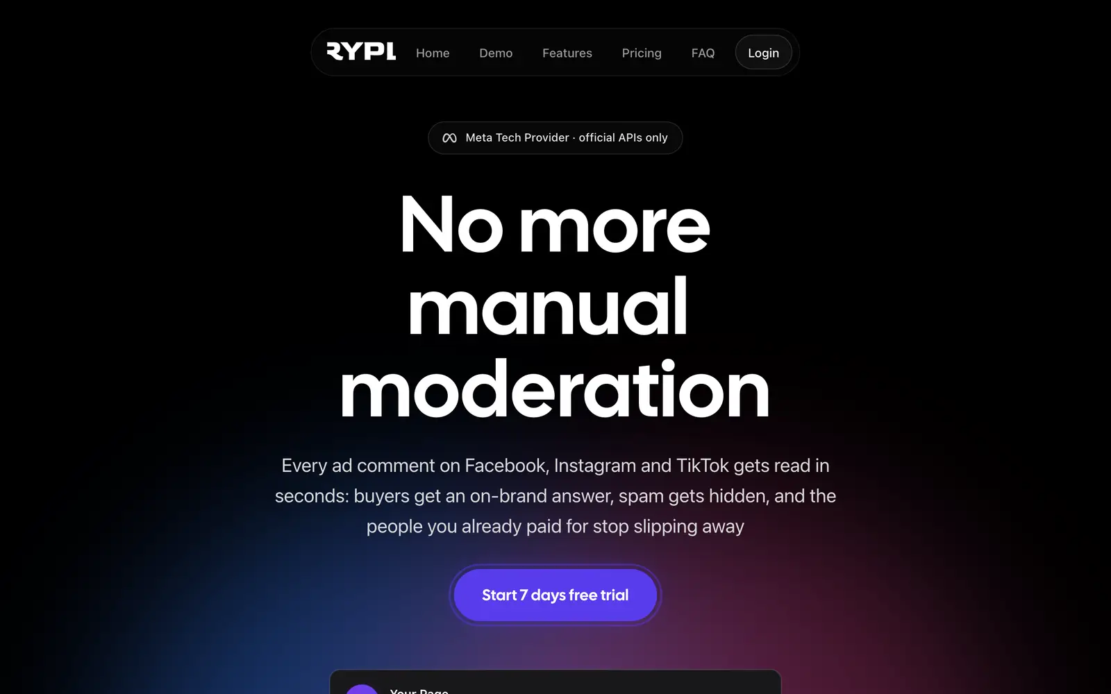 Screenshot of the RYPL website