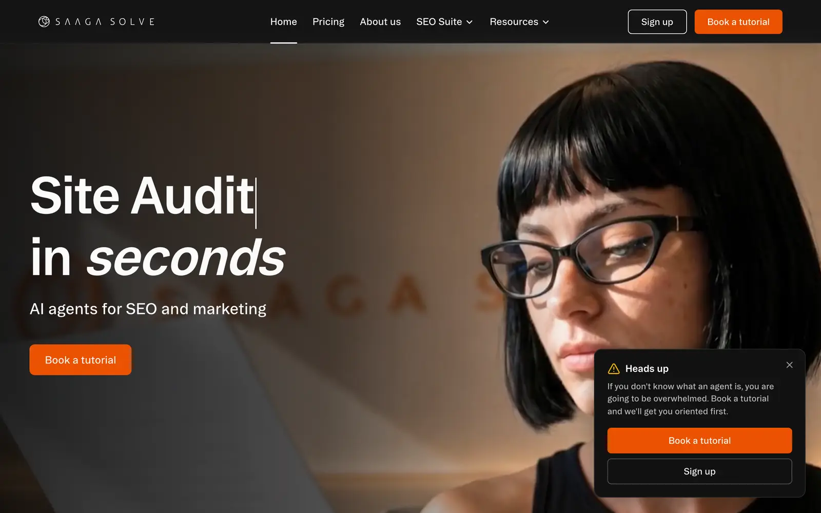 Screenshot of the Saaga Solve website