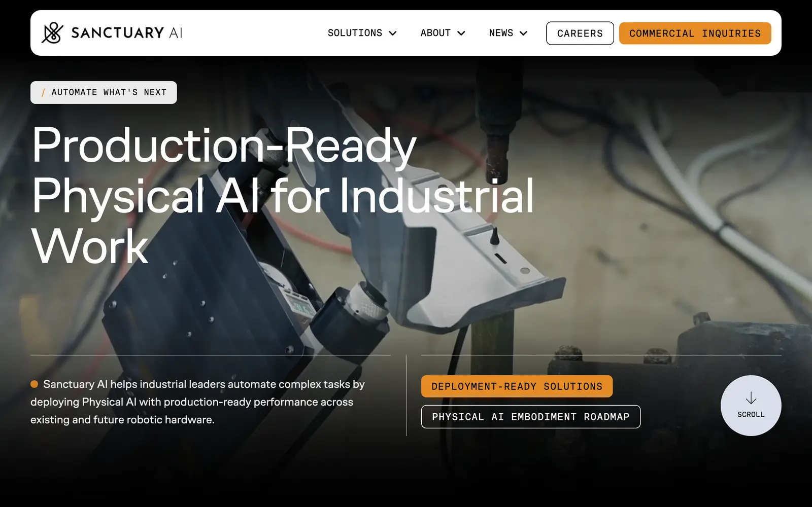 Screenshot of the Sanctuary AI website