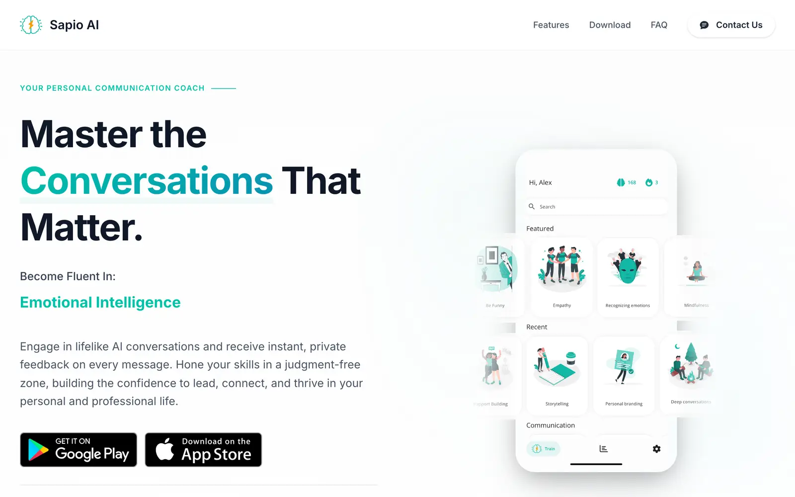Screenshot of the Sapio AI website